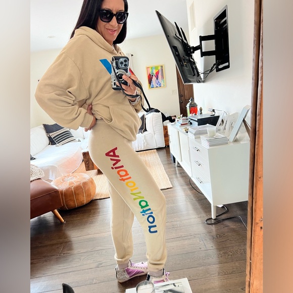 Aviator Nation Tan Hoodie with Blue and Red Accents - Picture 8 of 11